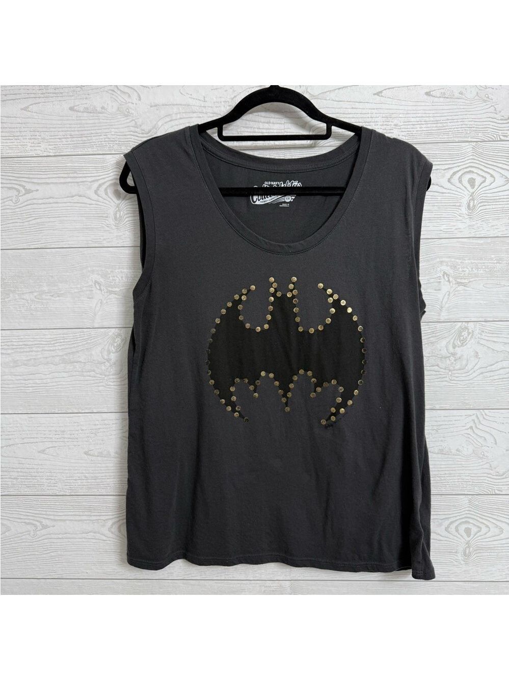 Target Women’s Dark Grey Sleeveless Batman Tee Shirt. Size L